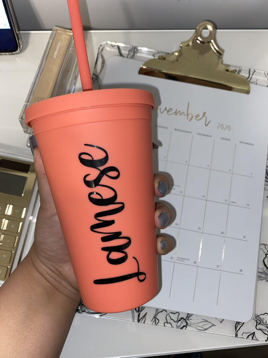 Custom Matte Coral Tumblers. Choose from over 100 designs or customize your own. Tumblers come in Light Purple, Black, Pink, Light Blue, Mint, Coral, Peach, Aqua Blue, Tiffany Blue, Yellow, Purple and Light Pink. Personalize your own. Toronto, ON.