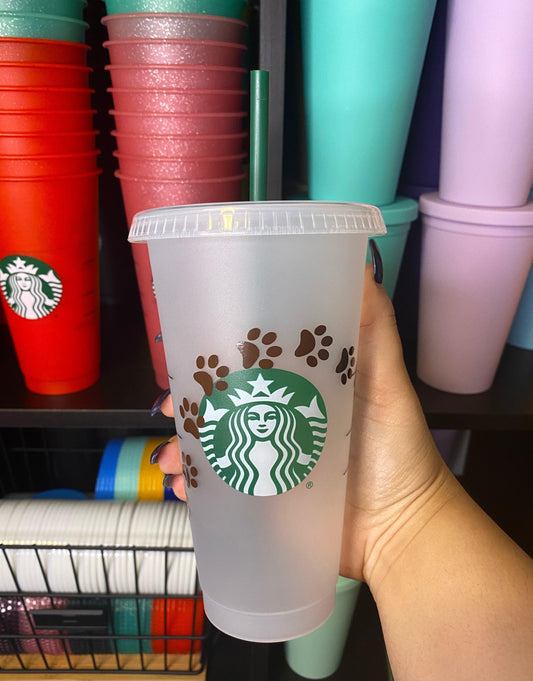 Paw Print | Animal Lover Starbucks Frosted Cup. Custom Starbucks Hot and Cold cups. Choose from over 100 designs and colour combinations or customize your own. Toronto, ON, Canada. Ship Worldwide.