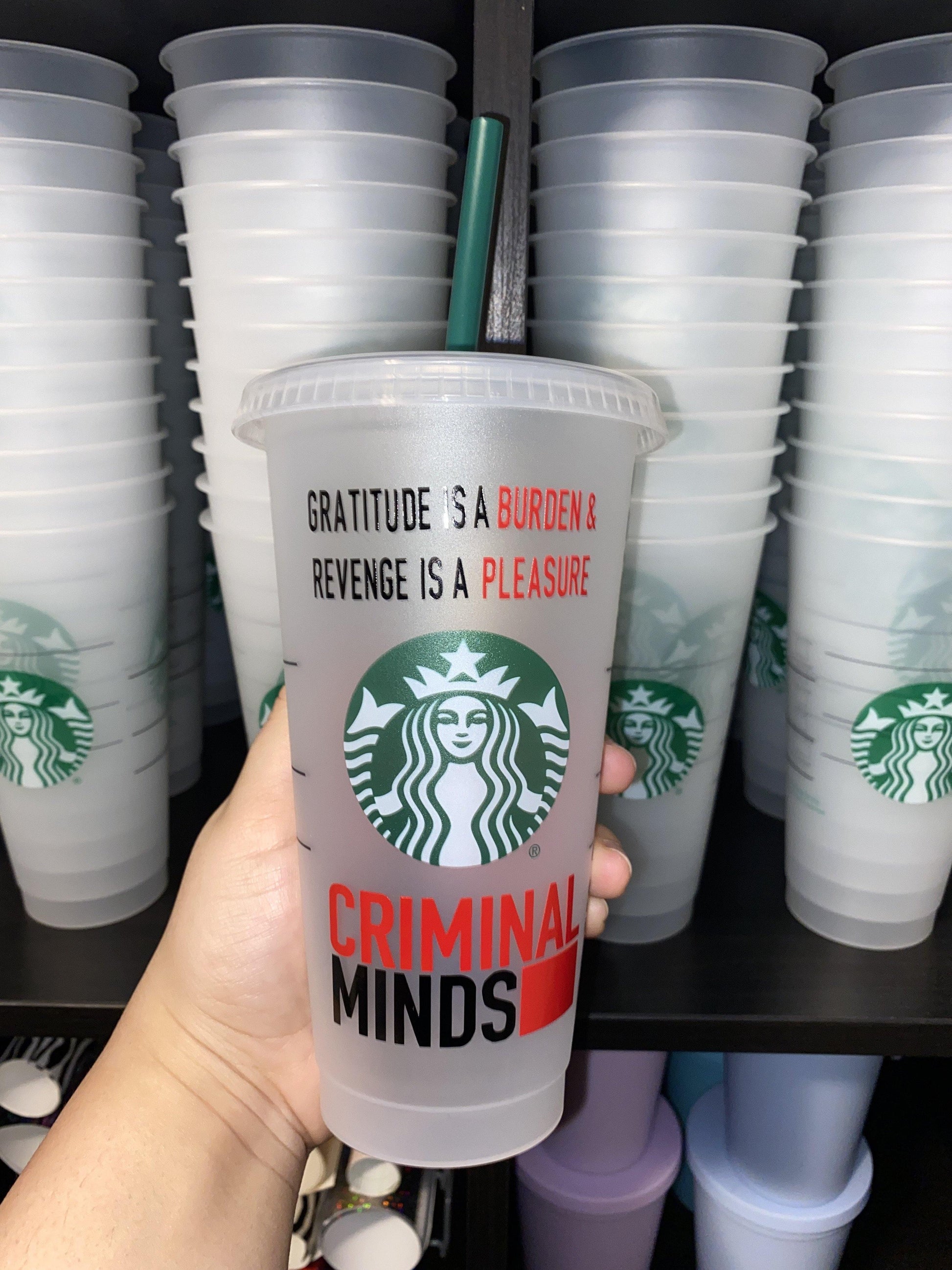 Emily Prentiss Criminal Minds Starbucks Frosted Cup. Custom Starbucks Hot and Cold cups. Choose from over 100 designs and colour combinations or customize your own. Toronto, ON, Canada. Ship Worldwide.