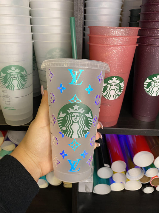 LV Inspired Starbucks Frosted Cup. Custom Starbucks Hot and Cold cups. Choose from over 100 designs and colour combinations or customize your own. Toronto, ON, Canada. Ship Worldwide.