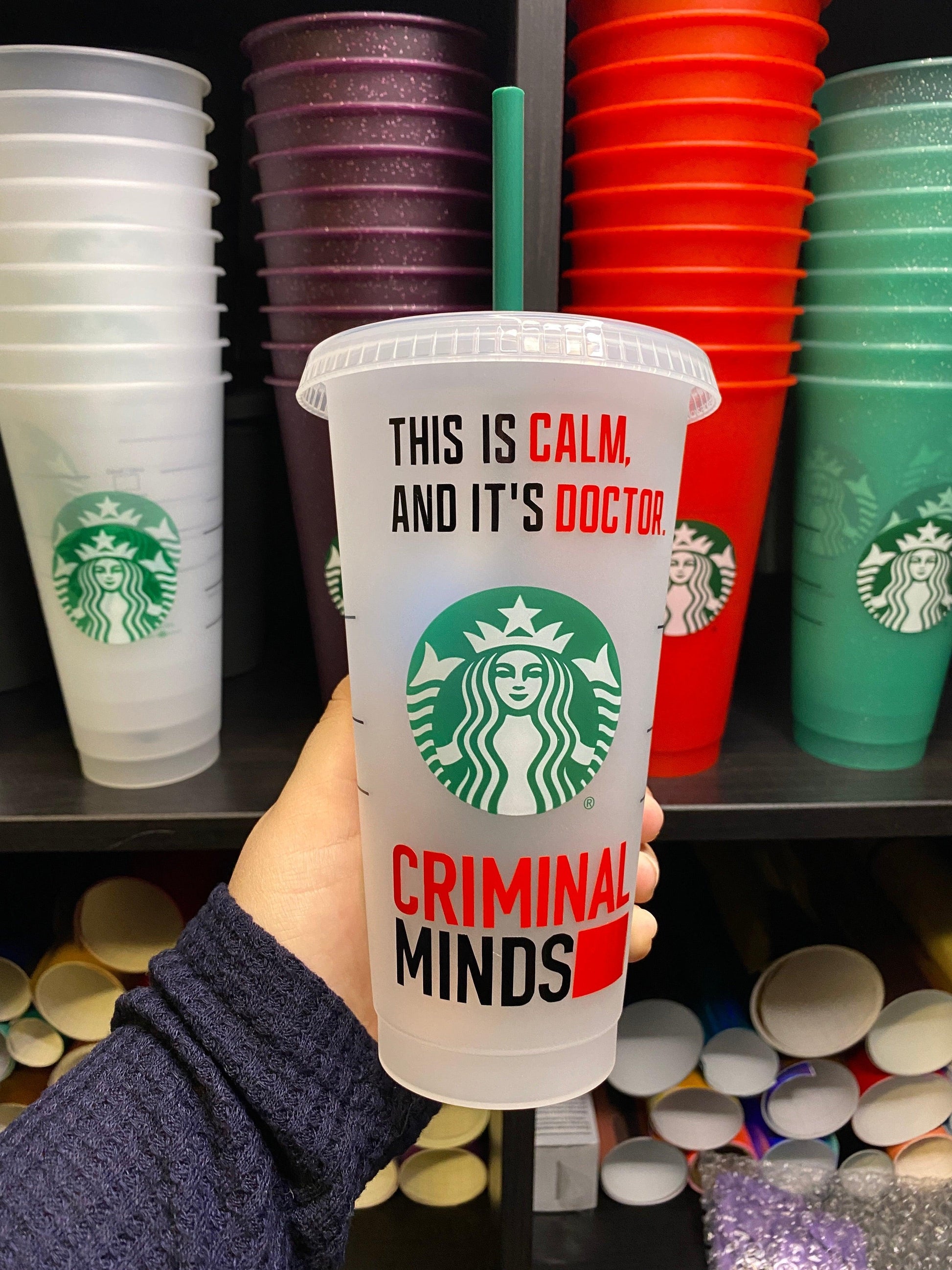 Spencer Reid Criminal Minds Starbucks Frosted Cup. Custom Starbucks Hot and Cold cups. Choose from over 100 designs and colour combinations or customize your own. Toronto, ON, Canada. Ship Worldwide.